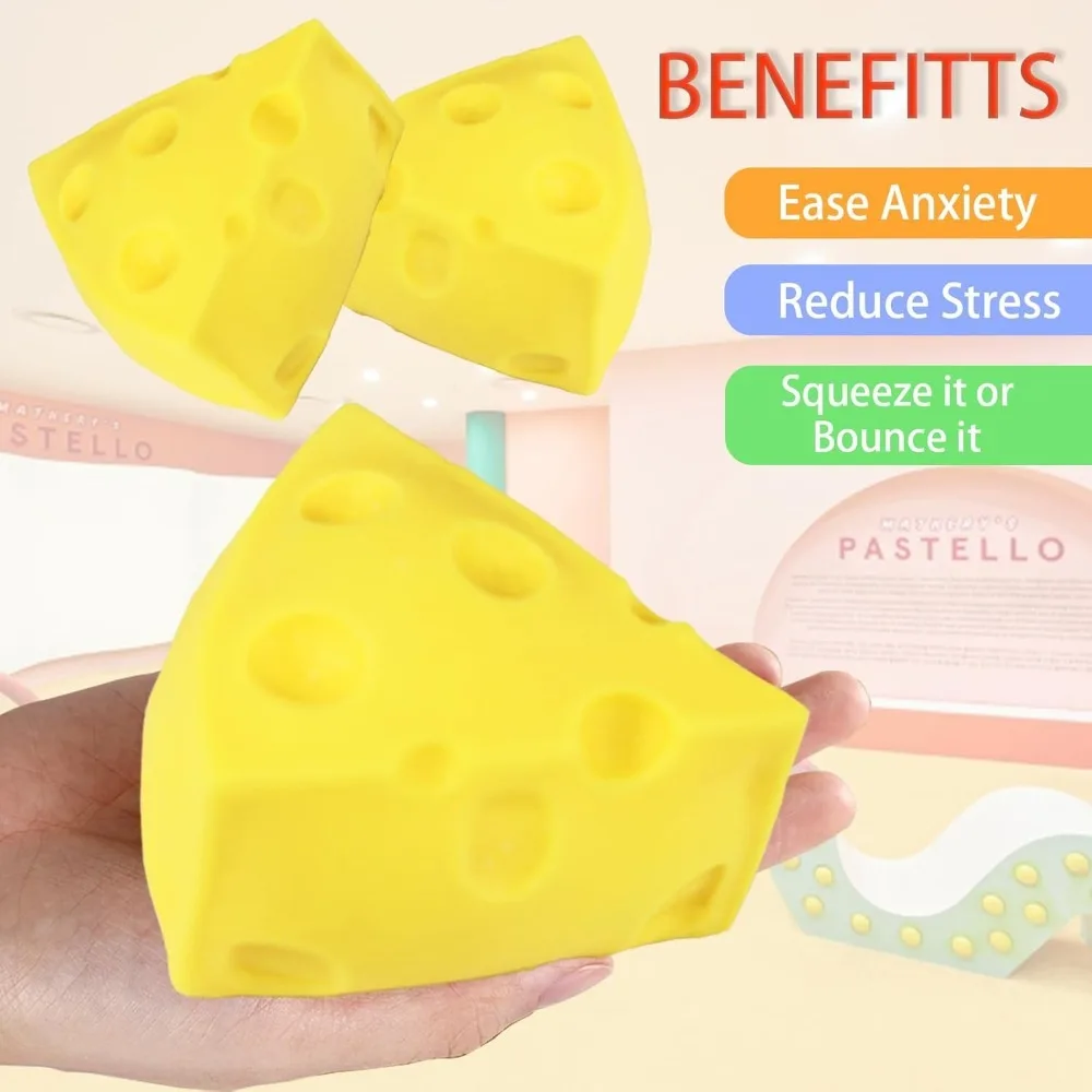 Balle anti-stress Squishy au fromage – Jouet sensoriel doux pour autisme TDAH, jouet à presser à rebond lent pour adultes et enfants, cadeau de Noël