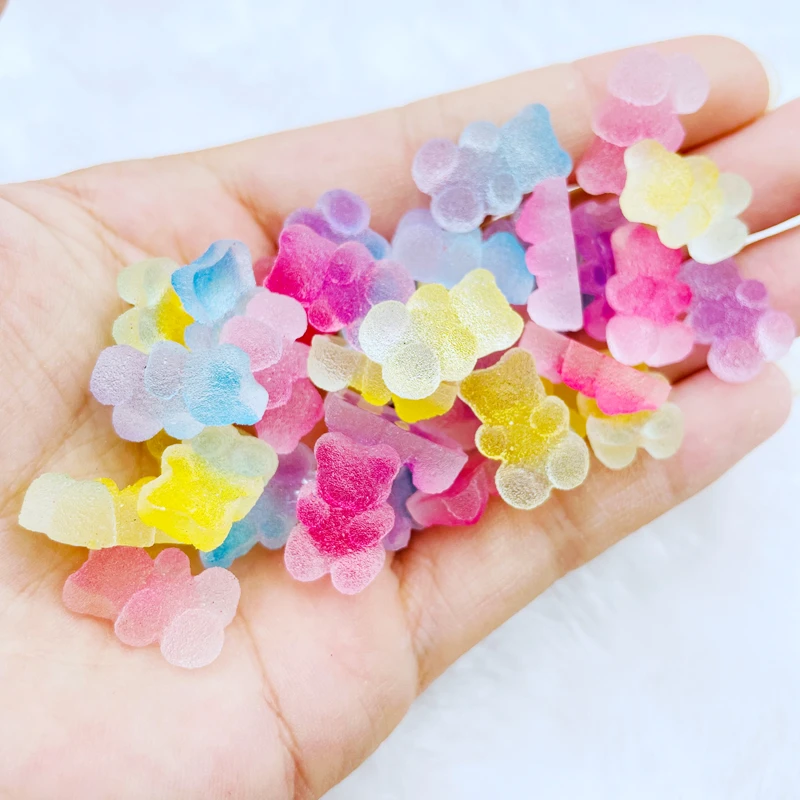 30 Pcs New Cute 17*11mm Mini Soft Glue Little Bear Flat Back Cabochon Scrapbook Kawaii DIY Charm
