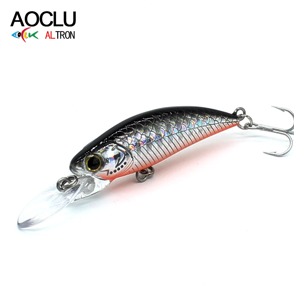 Aoclu Sinking Shad 50mm 4.0g Diving 1.0m Deep Hard Bait Minnow Crank Bionic Fishing Lures Bass Fresh Saltwater VMC Hooks Tackle