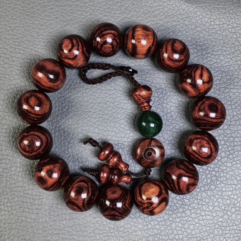 

Authentic Hainan Ghost Face -to-Eye Men, 15mm Old Wood Sea Huanghuali Buddha Bead Bracelet for Women