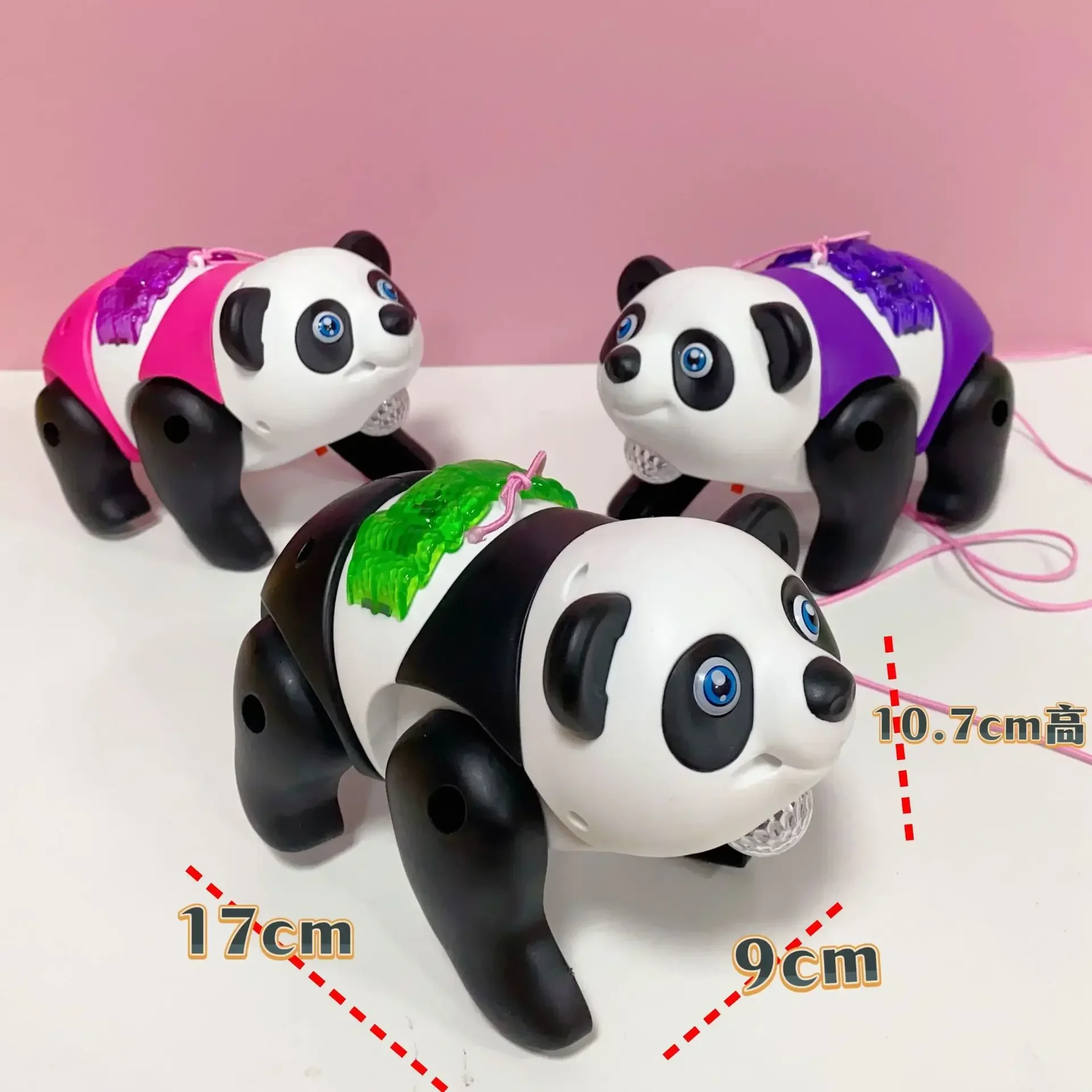 Juguetes electrónicos de simulación para niños, Panda lindo, cuerda de tracción para gatear con luces, música, juguetes para bebés y niños pequeños, juguetes de rompecabezas para niños