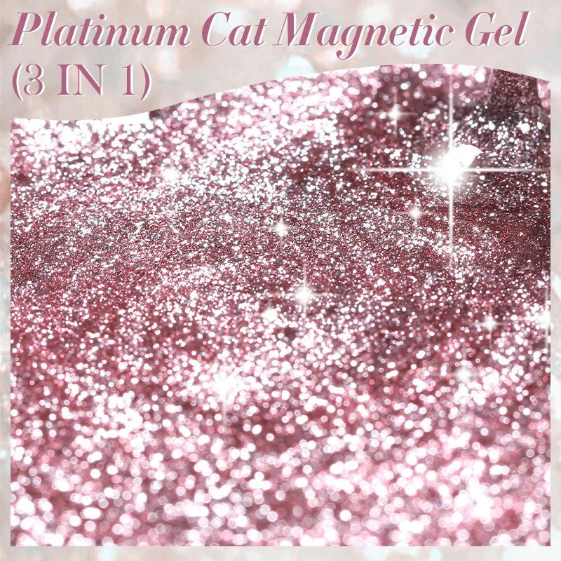 LILYCUTE 7ML 3 IN 1 Platinum Rose Gold Cat Magnetic Gel Nail Polish Moonlight Magnetic Gel Varnish Glitter Semi Permanent UV Gel