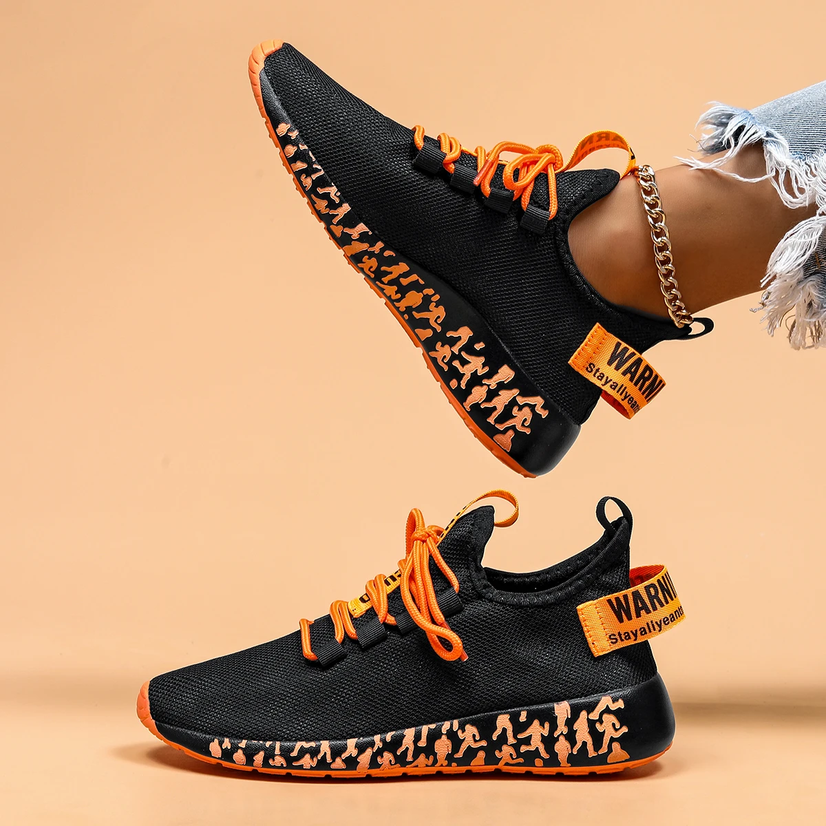 

Hot Sale Fashion Printed Men's Running Sneakers Unisex Breathable Weave Athletic Shoes Mens Trainers Lightweight Sport Shoes Men