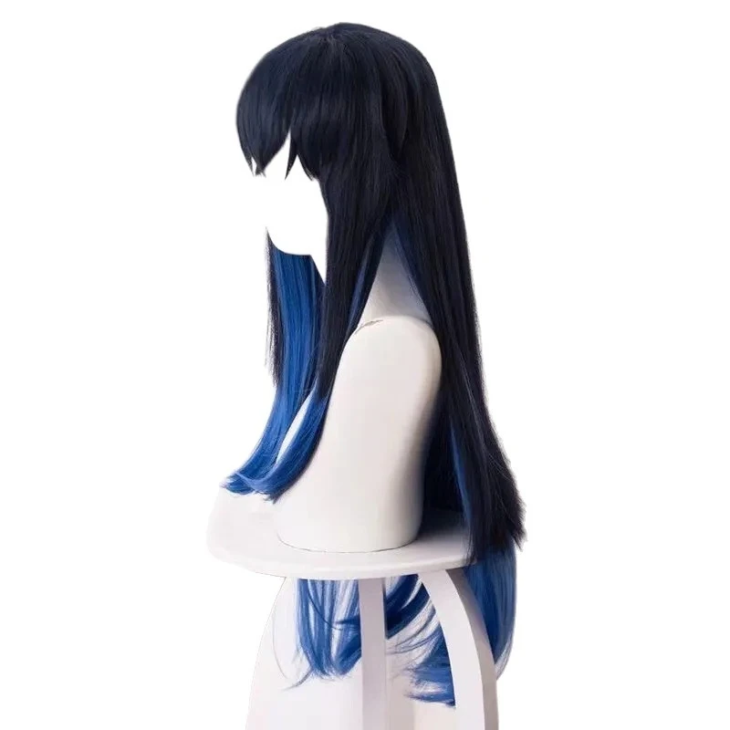Cosplay short wig, teen black with blue gradient color
