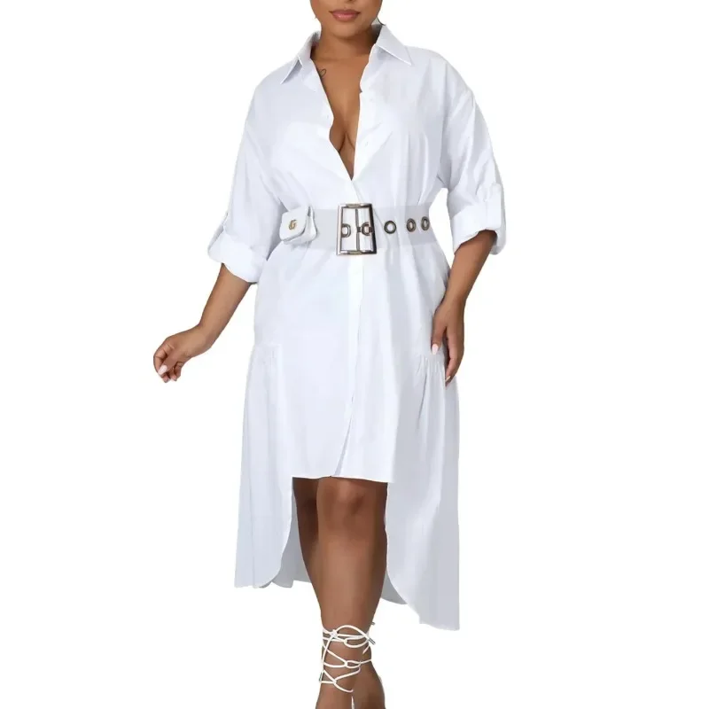 

2024 Dashiki African Dresses for Women Summer African Long Sleeve V-neck Polyester Maxi Dress Gowns Outfits S-3XL With Belt