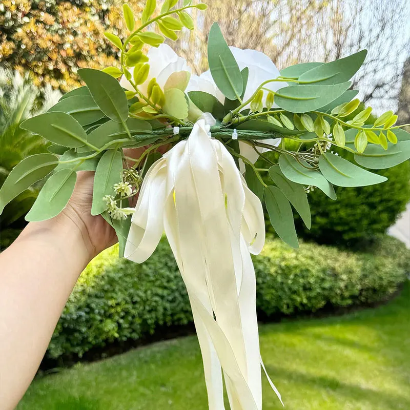 1 Stück Hochzeitsauto-Rückspiegel- und Türgriff-Schleifendekoration, europäische und amerikanische Vintage-Brautparty-Blumen, doppelt verwendbare Schleifenblumen für Hochzeitsstuhlrücken, Satin-Rosen-Schleifenblumen für Hochzeitszubehör. – Detail 6