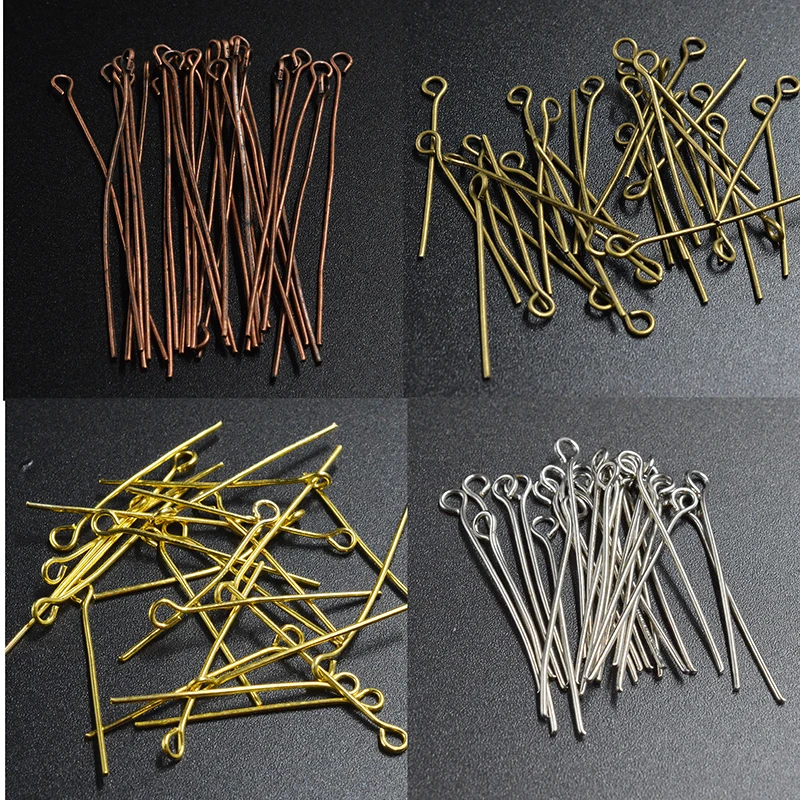 

300pcs Gold Brown silver color Antique Bronze Rhodium Color Eye Head Pins 22mm Eye Pins Findings for Diy Jewelry Making Jew