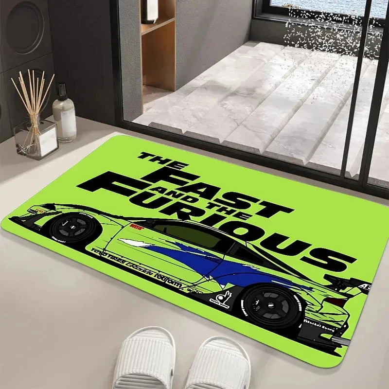 VIKAMA Fast and Furious Sports Car Doormat Paul Walker Eclipse Non-Slip Washable Rug for Man Cave, Garage, Car Enthusiast Decor