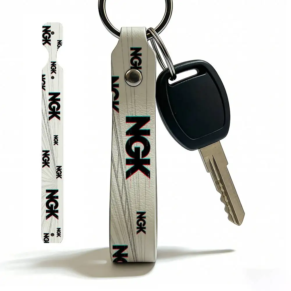 

For Ngk High Quality PU Leather Moto Keychain Vintage Style Key Pendant For Scooter Motocross