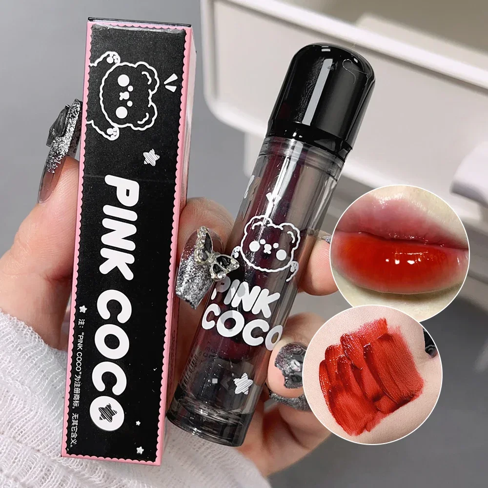 Dark สีแดงสีน้ําตาล Mirror Lip Glaze Water Light Moisturizing Non-stick Cup สีแดง Liquid ลิปสติก Lips แต่งหน้าเครื่องสําอาง