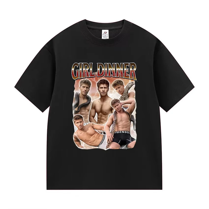 Camiseta con gráfico divertido de Robert Irwin Girl Dinner para mujer, camisetas Vintage de alta calidad a la moda, camiseta de algodón de gran tamaño Y2k Harajuku