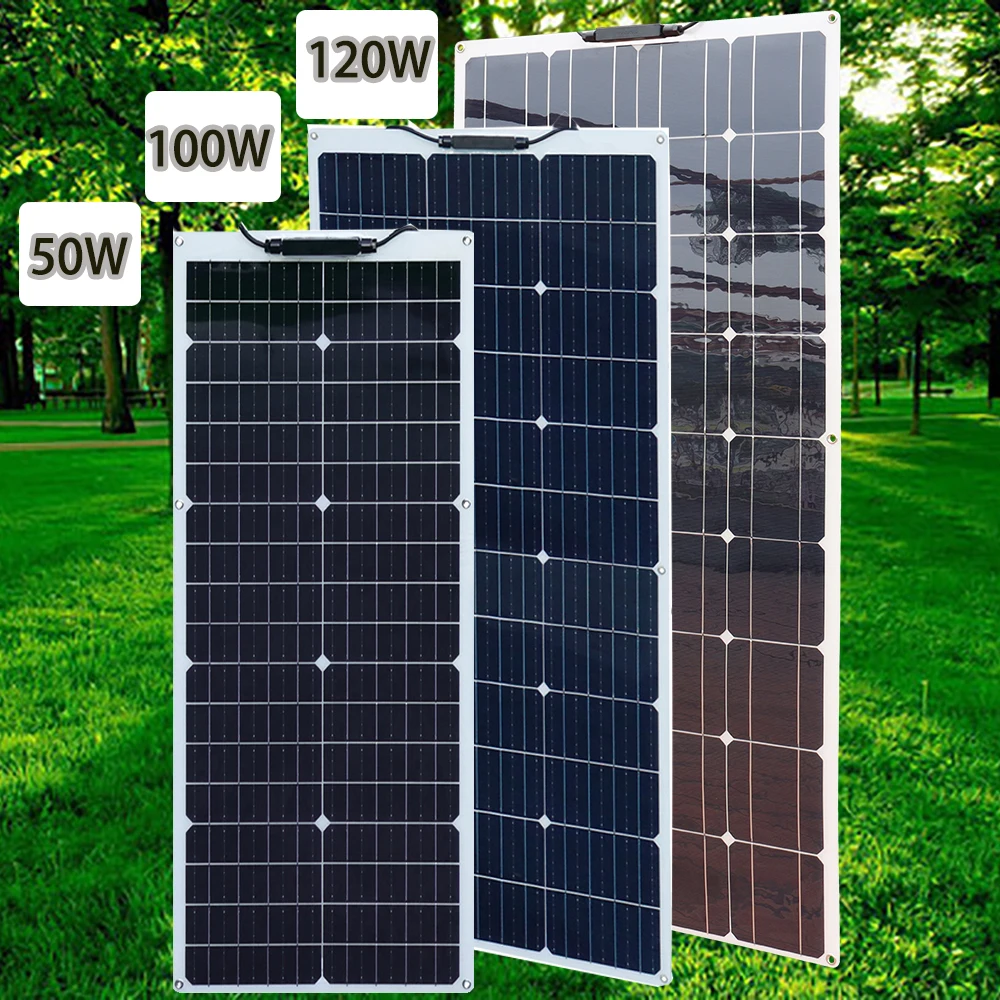 

Solar Panel Battery charger :50W Monocrystalline solar panels 100W Solar module 120W Solar charger For Camping Car Boat Home RV