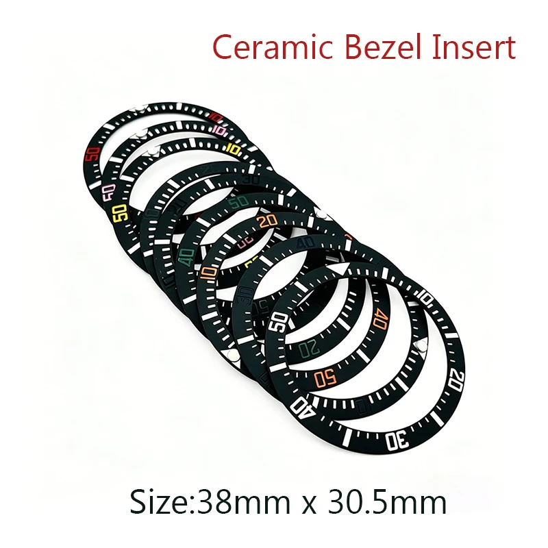 

38mm Watch Case Sloped Subblack Ceramic Bezel Insert Rings Inner Diameter 30.5mm Fit Men's Mechanical Watch Replace Repair Parts