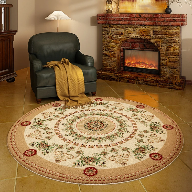 American Retro Round Carpet Large Area Carpets for Living Room Thicken Bedroom Decor Persian Rug Fluffy Soft Study Anti-slip Mat