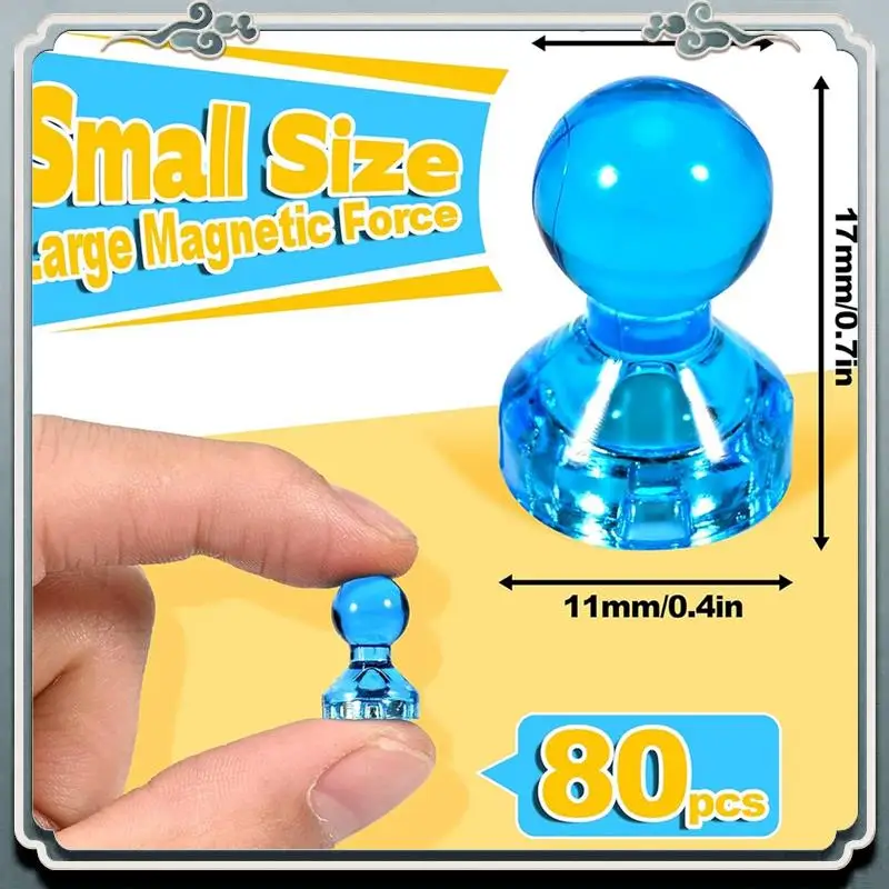 Premium 80 Piece Strong Fridge Magnets, Multicolor Plastic+Metal Refrigerator Magnet, Small Magnets (8 Colors)