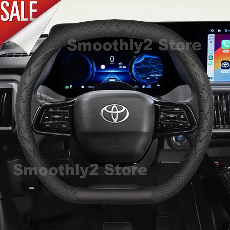 Car Leather Steering Wheel Cover For New Toyota Proace City Urban Cruiser 2025 2026 Double D Type Auto Interior Accessories