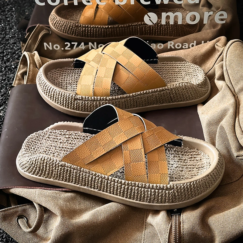

Hot Summer Men Casual One Band Slides Stylish All-match Non-slip Breathable Indoor Outdoor Daily Beach Slippers