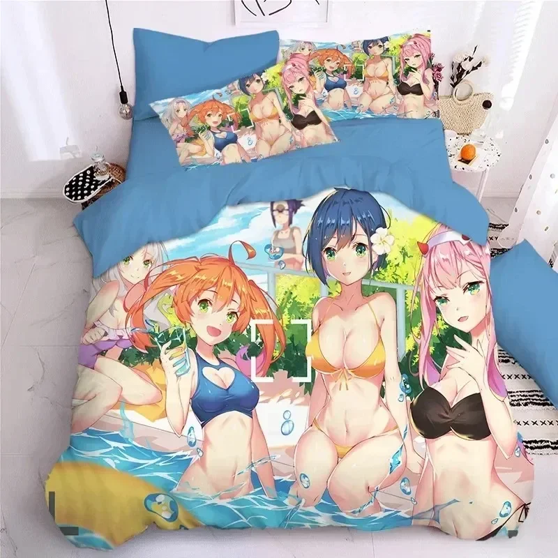 

Darling In The Frank XX Bedding Sets Japan Game Figure Prin With Pillowcase Bed Duvet Cover Soft Queen King Size Bedclothes Home