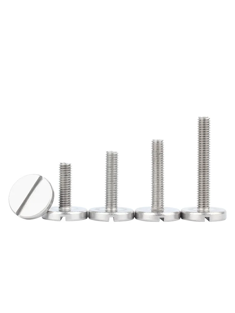 Tornillo de disco ranurado de acero inoxidable 304, tornillo mecánico de cabeza plana ranurada y recta, cabeza redonda grande, piezas de 1 a 10 M5, M2, M2.5, M3, M4, M6