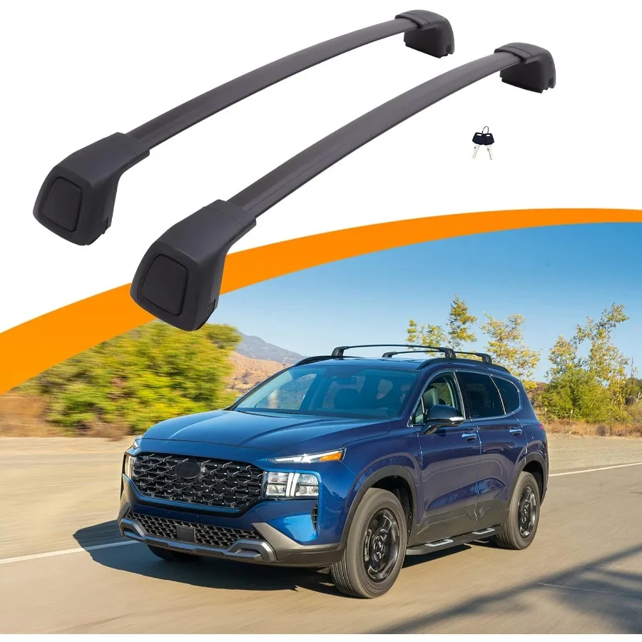 ترقية العارضة صالح ل سانتا في 20192023 مكافحة سرقة حامل سقفي السكك الحديدية عبر القضبان للأمتعة كاياك دراجة تزلج على الجليد Skiboard #1