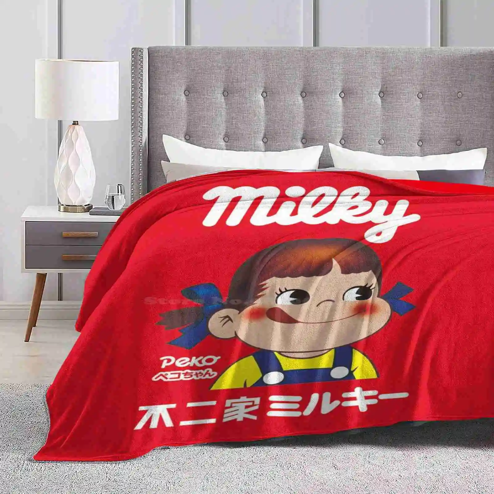 Milky Peko-Chan New Arrival Fashion Leisure Warm Flannel Blanket Cute Milky Fujiya Peko Japanese Candy Caramel Food Brand