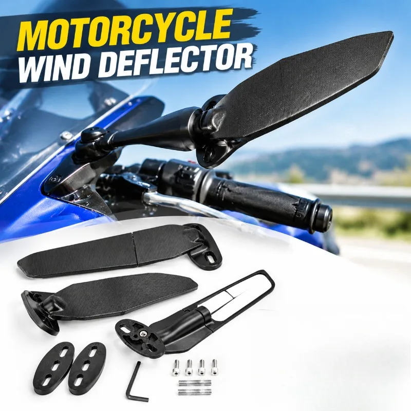 For Kawasaki Yamaha Motorbike Wind‑Blade Winglet Rear‑View Mirror Large‑Panel Reflector Aftermarket Mod Fitting Robust