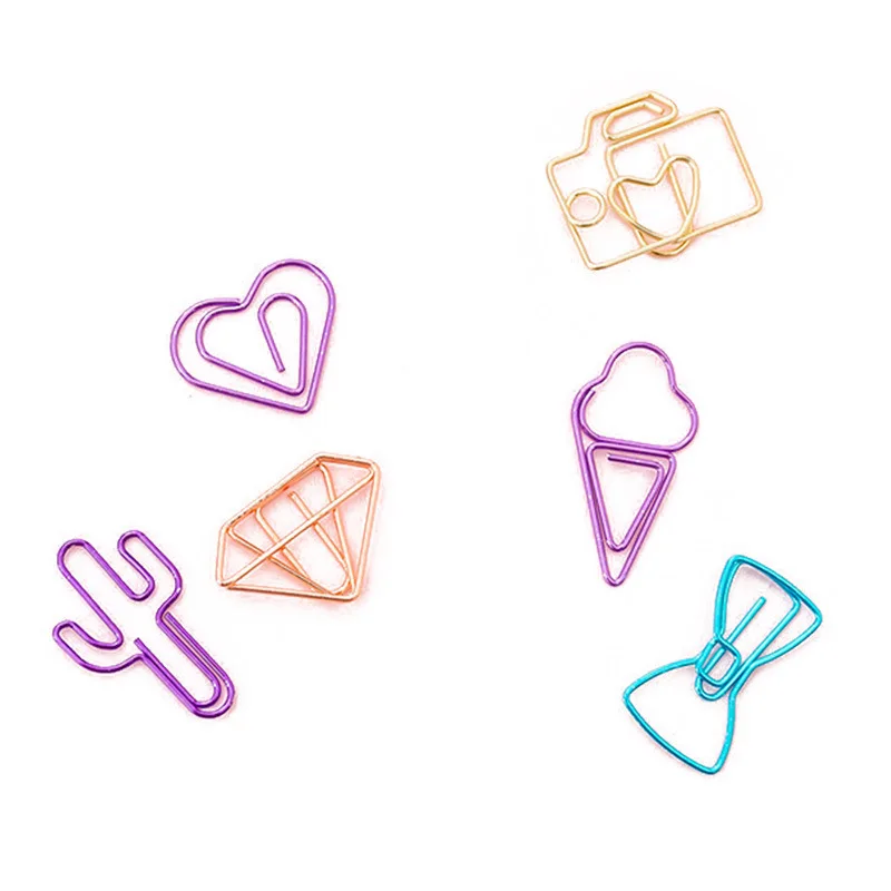 200pcs Colorful Metal Hollow Paper Clip Bookmark Clip Colorful Binder Pins School Office Supplies
