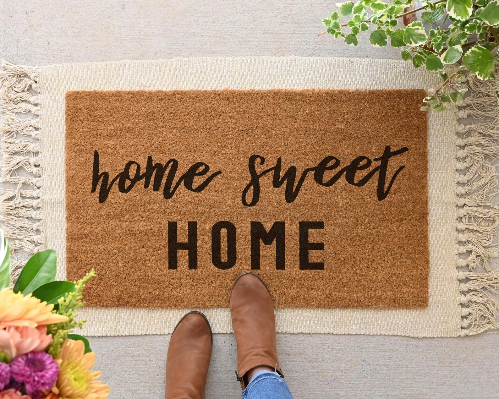

Home Sweet Apartment Doormat Customized Coir Entry Mat Anti-slip Super Absorbent Doormat Add Your Words Here Design Welcome Mats