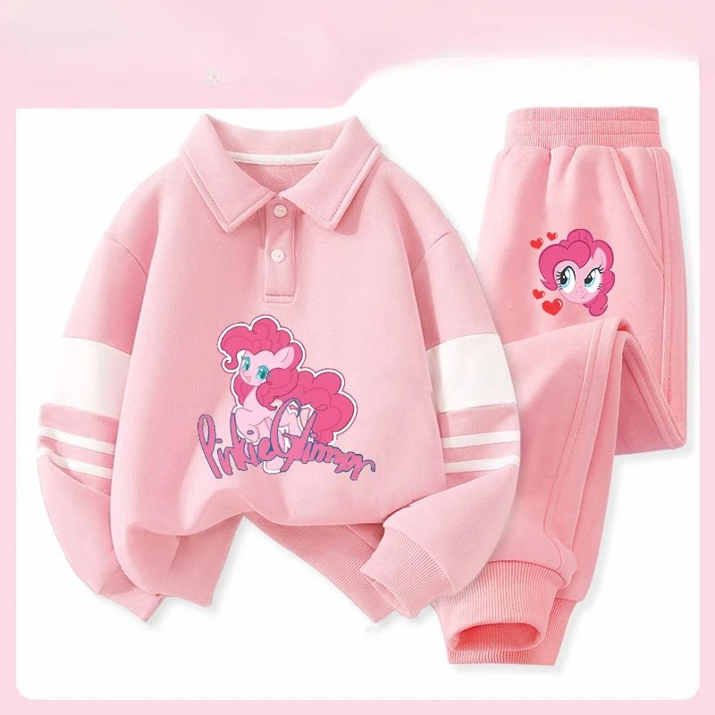 My Little Pony Pinkie Pie Fluttershy Rainbow Dash Cute Kawaii Anime Movie Sweatshirt Set Cartoon Creative Children's Sportswear