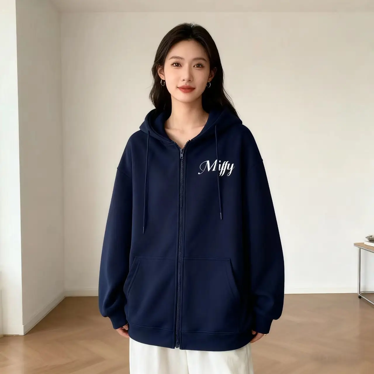 Куртка Miffy с капюшоном и толстовкой на молнии, милая свободная спортивная одежда в стиле пары с героями мультфильмов, расширенное издание, модная одежда с принтом