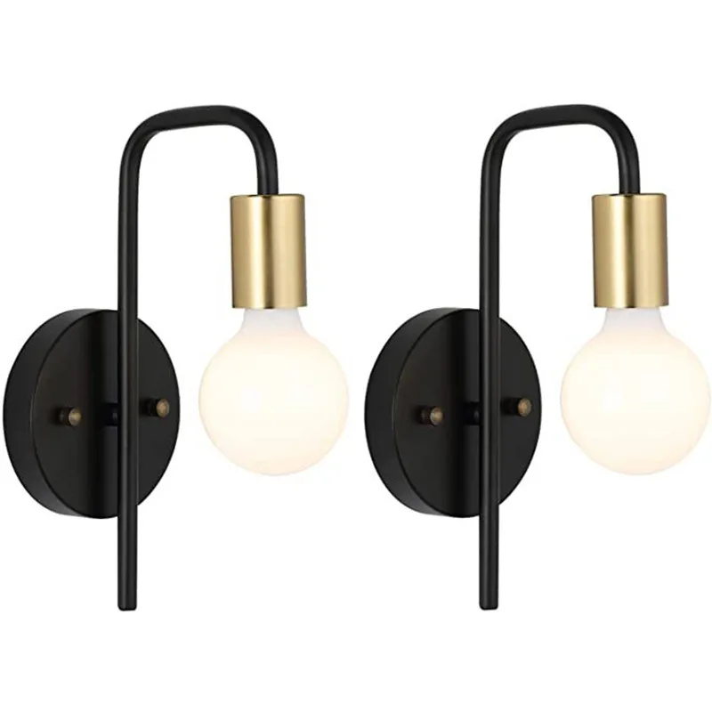 Retro Gold Black Metal Wall Lamps Vintage Wall Light for Bedside Mirror Side Modern Indoor Wall Decor Surface Mounted Fixture