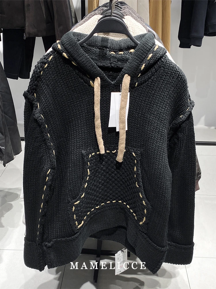MAMELICCE Original Hooded Knitted Pullover sweatshirt jacket Casual vintage short jackets Autumn and winter thickened Sweaters