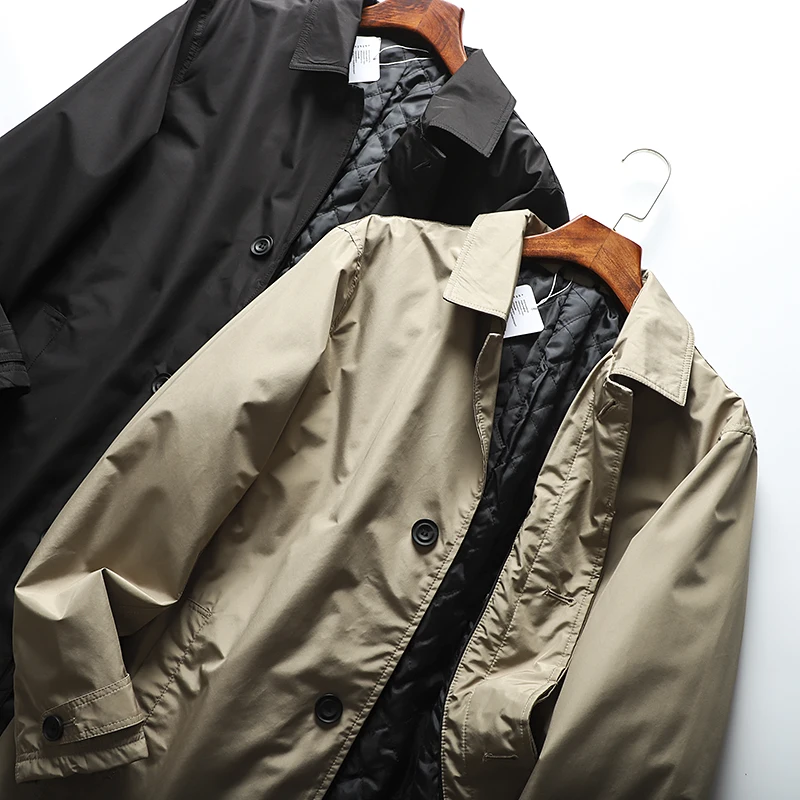 

Мужское ветрозащитное теплое осеннее пальто средней длины с хлопковой подкладкой, модное повседневное свободное пальто с несколькими пуговицами