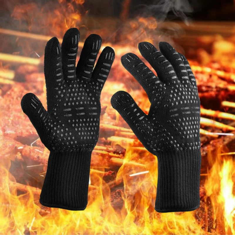 Non-slip Fireproof Microwave Oven Gloves Extreme Heat Resistant Oven Mitts 500-800 Centigrade Flame Retardant BBQ Fire Gloves