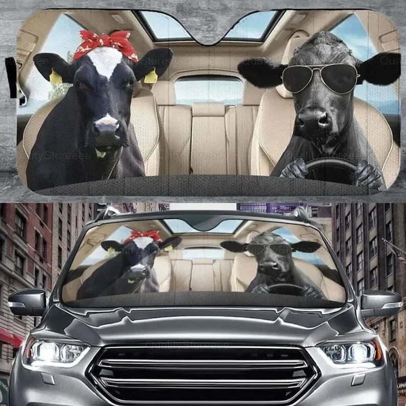 

Cattle Couple Car Sunshade, Funny Cattle Car Sunshade, Cattle Cute Car Sunshade, Gift For Him, Gift For Dad, Car Decor ZPT312108