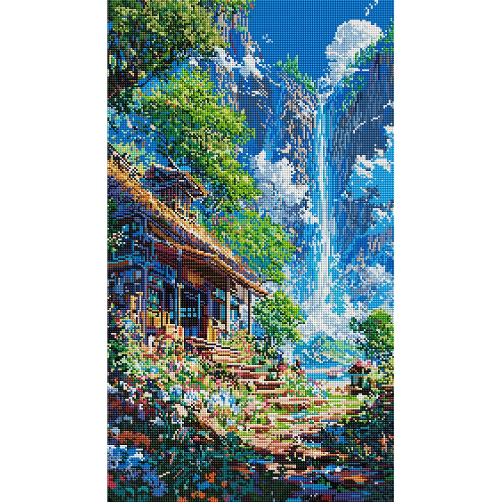 

Forever Young 5D DIY Diamond Painting Kit Valley Cottage Full Square With FD Drills Adult Arts Crafts Home Decor 40cm X 70cm