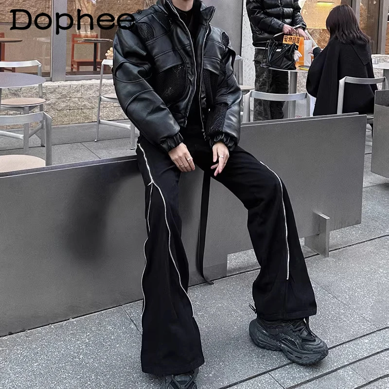 

Men's Trendy Comfort Long Pants 2026 Spring New Fashion Zipper Decoration Trousers Handsome Loose Versatile Design Flared Pants
