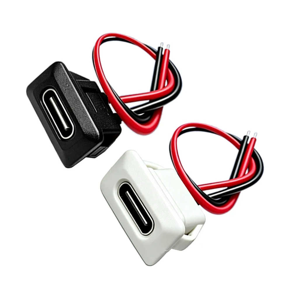 Type-C female seat direct pressure buckle 2p with cable panel embedded hole light fixture DIY charging head for small appliances