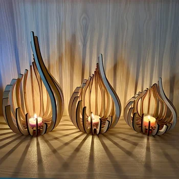 Wooden Lotus Candle Holder 1