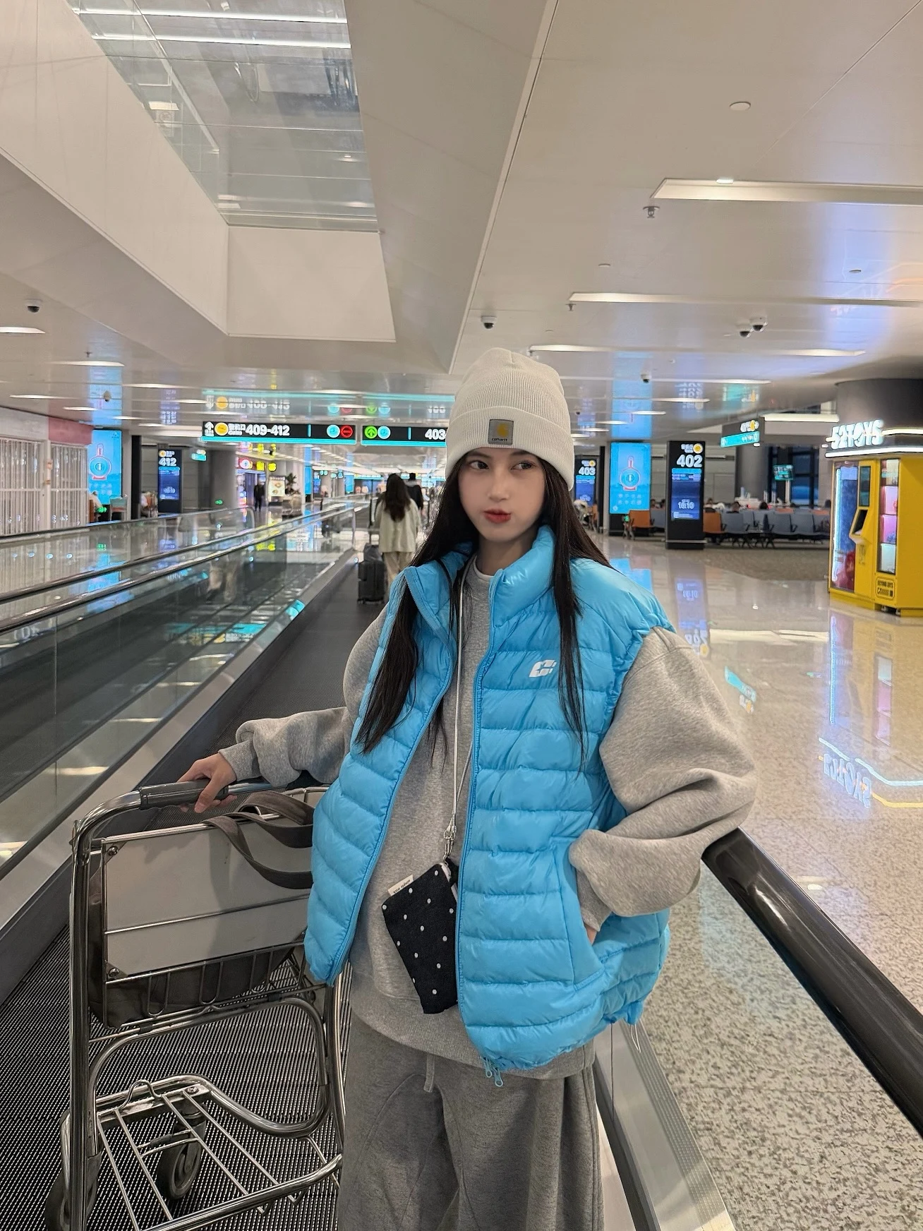 

Теплый легкий американский женский жилет с воротником-стойкой, пуховый жилет, синяя тонкая зимняя верхняя одежда без капюшона, полиэстер