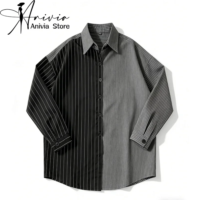 

Women's Gothic Stripe Casual Shirt Y2K Turn-down Collar Long Sleeve Harajuku High Street Aesthetic Fashion Retro Top Clothing