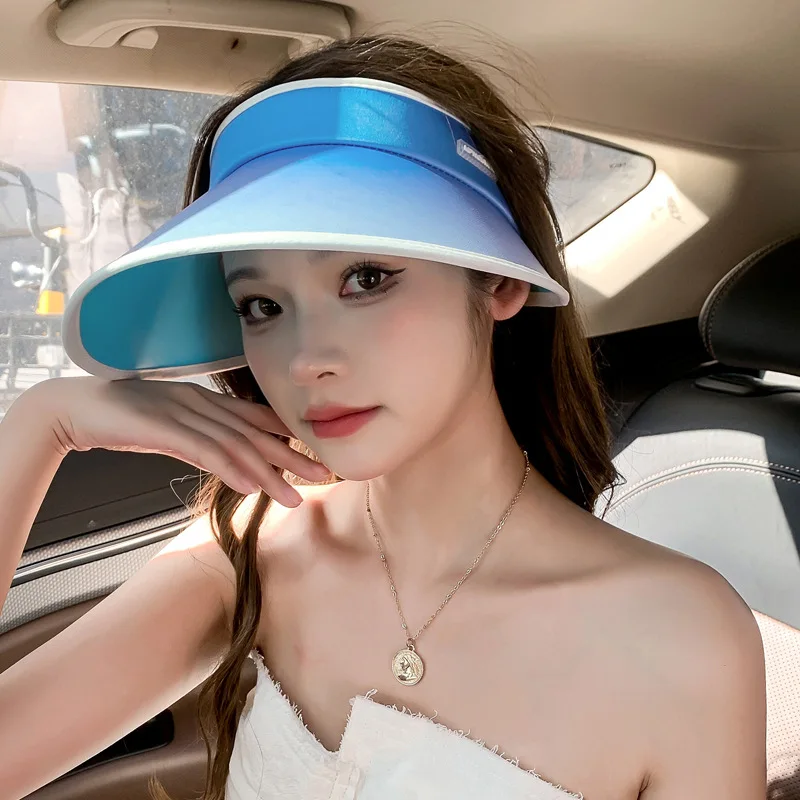 2023 Korean Female Japanese-Style and Internet-Famous Gradient Color Hair Clip Protection Visor Outdoor Sun Hat