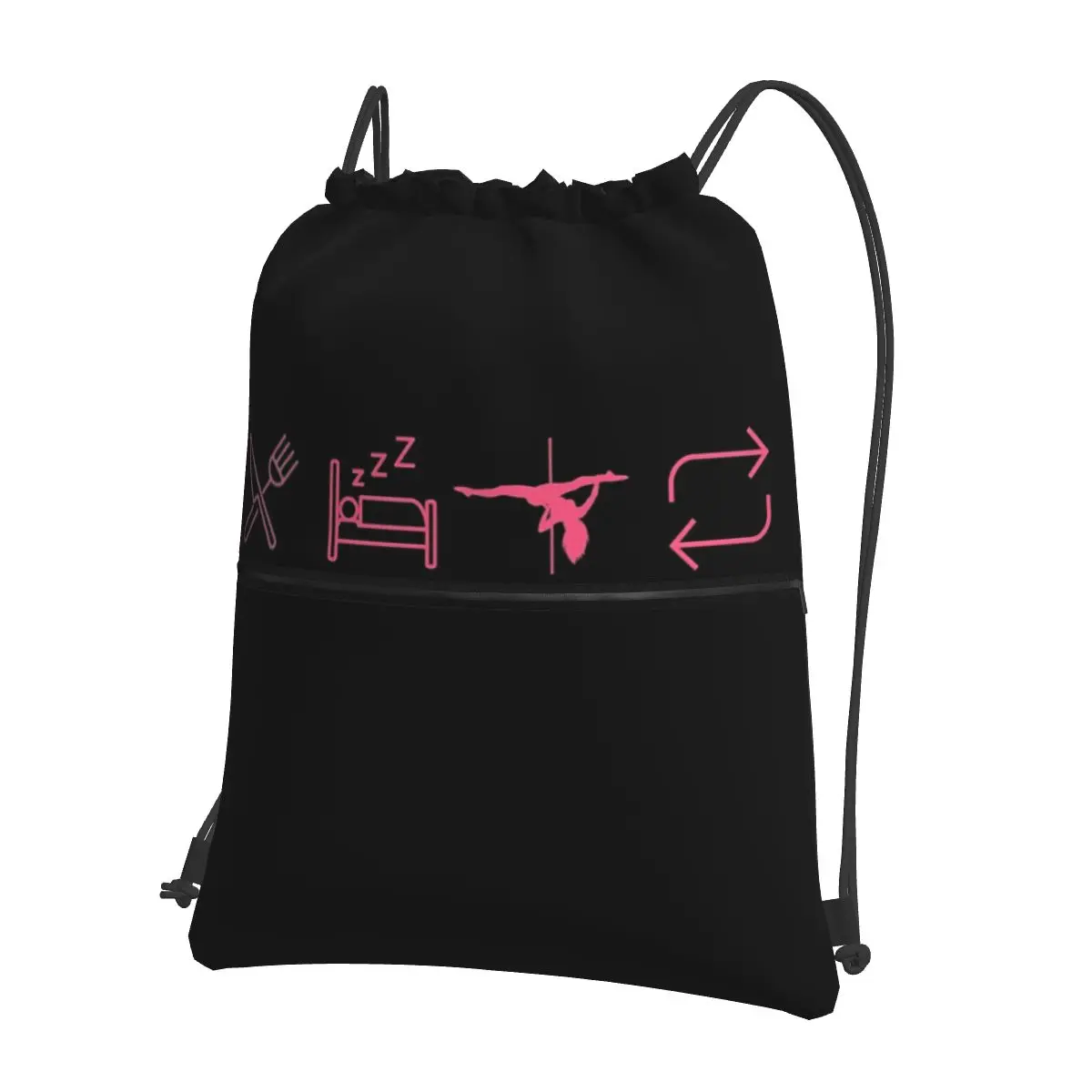 Saco de cordão portátil com pacote de cordão, Bolso Diversos Sacos para estudante de escola, Comer Sono, Pole Dance Repeat Icons