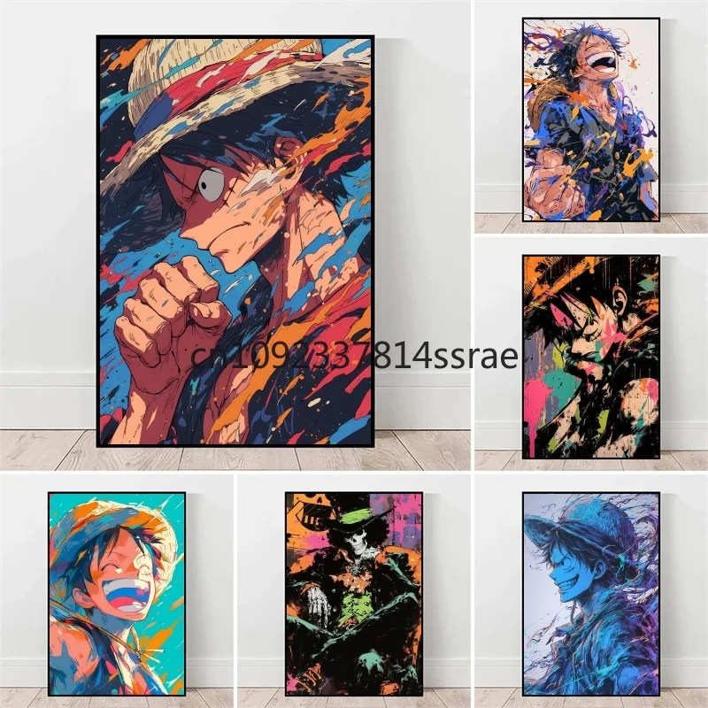 

Japanese Classic Anime One Piece Luffy Zoro HD Picture Poster Wall Art Watercolor Canvas Painting Modern Room Decor Kids Gifts