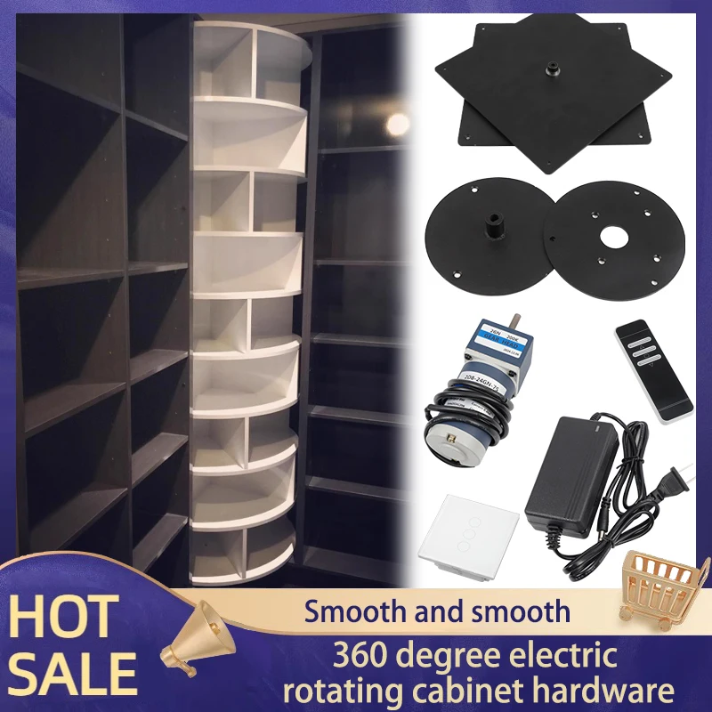 

360 Degree Electric Silent Rotating Cabinet Hardware Accessories Wardrobe Display Cabinet Manual Corner Mobile Storage Rack