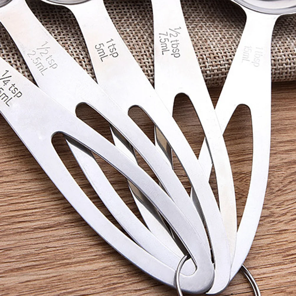 

5Pcs Premium Stainless Steel Measuring Spoons Set for Dry Liquid Ingredients Rustless Sturdy No Residue Easy Storage Compact