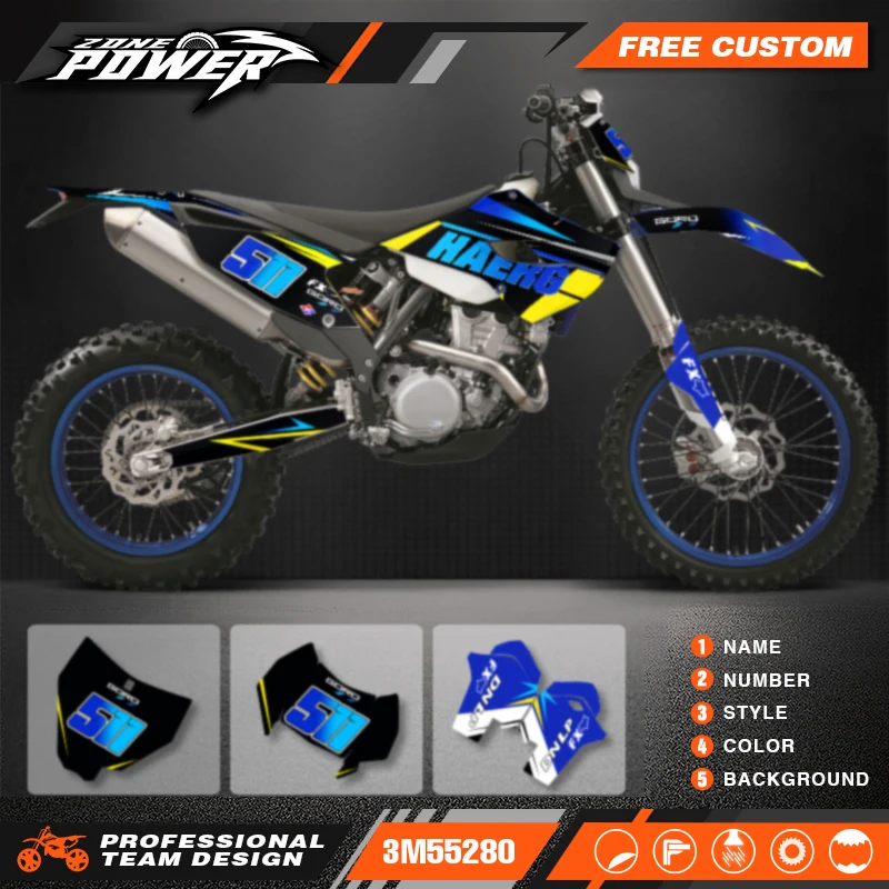 Наборы наклеек с графикой мотоцикла Powerzone для HUSABERG FE TE 2013 2014, фон, индивидуальный номер, имя 7