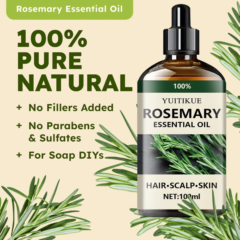 Bild 6: YUITIKUE 100 % reines ätherisches Rosmarinöl 10 ml – für Haarwachstum, Kopfhautpflege, Haut und Heimwerken, natürlich und unverdünnt