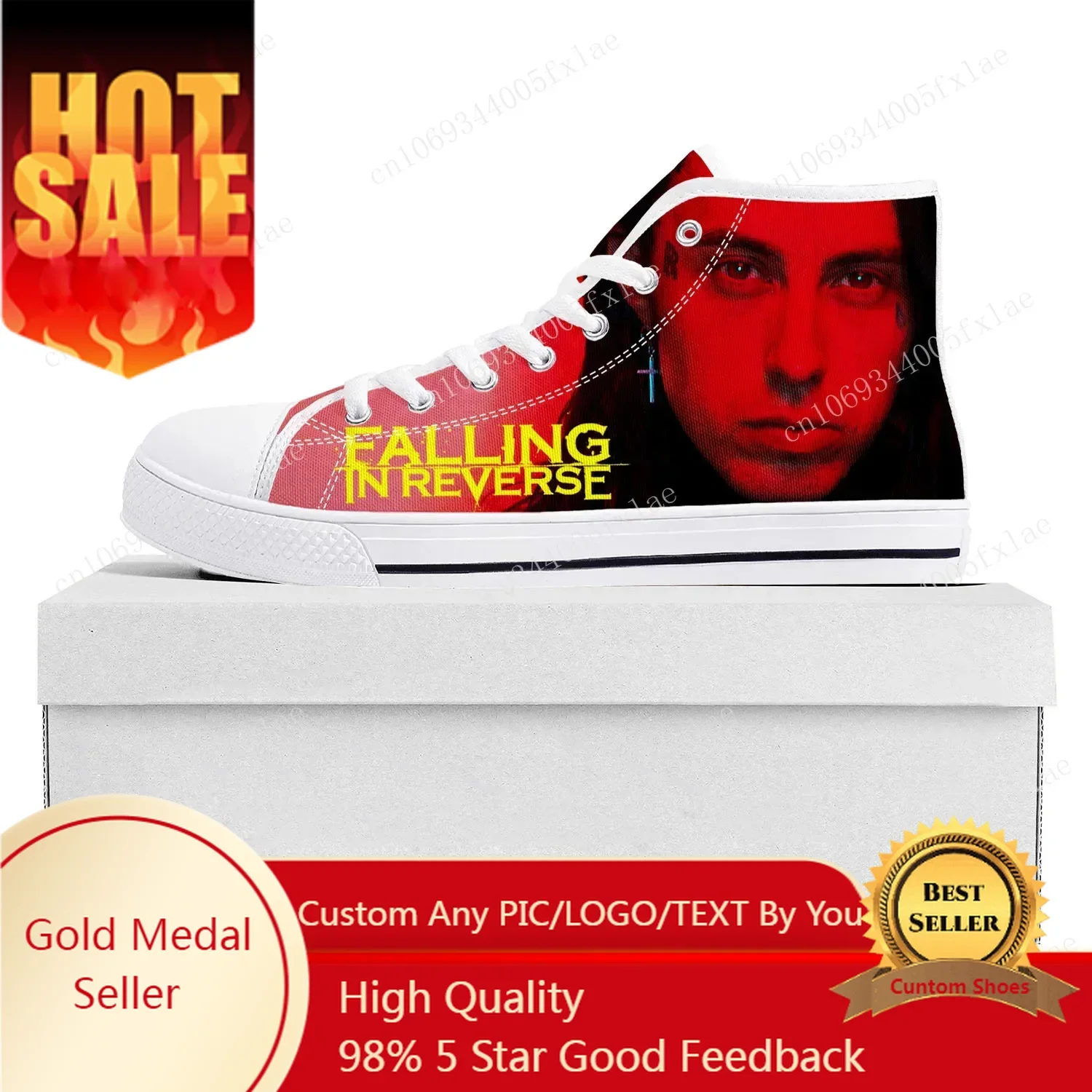 

Falling In Reverse Punk Rock Band High Top High Quality Sneakers Mens Womens Teenager Canvas Sneaker Couple Shoe Custom Shoe