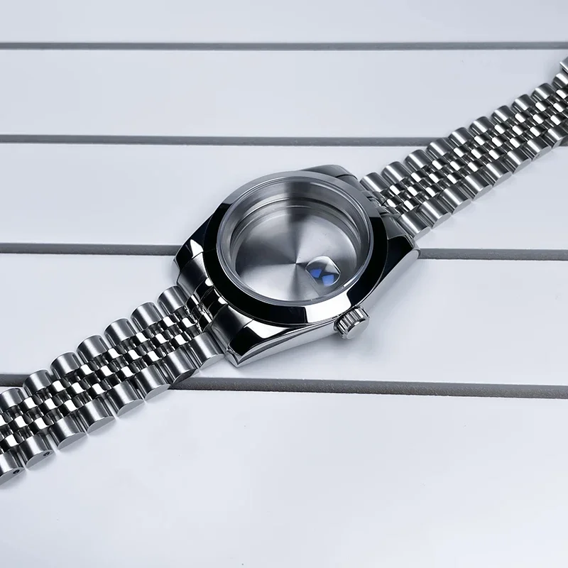 39mm DJ NH35 Case Steel Flat Bezel Sapphire Glass 28.5mm Dial For Seiko Mod Modification Parts Fit NH35 NH36 Movement Watch Case